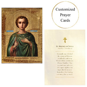 Boniface of Tarsus Orthodox Prayer Card Platzkarte