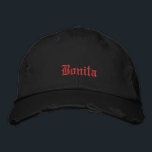 Bonita Black Old English Womens Bestickte Baseballkappe<br><div class="desc">Bonita Black Old English Women's bestickte Baseball Cap</div>