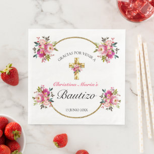 Bonita Del Bautismo De La Cruz Del Oro Serviette