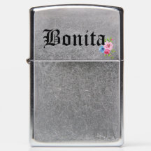 Bonita Initial Zippo Brushed Chrome Pocket Lighter