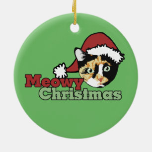 Bonita Merry Christmas Meow Cat Keramik Ornament