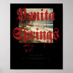 Bonita Springs Florida Fl Vintage-Tattoo Strand Su Poster