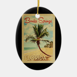 Bonita Springs Palm Tree Vintage Travel Keramik Ornament