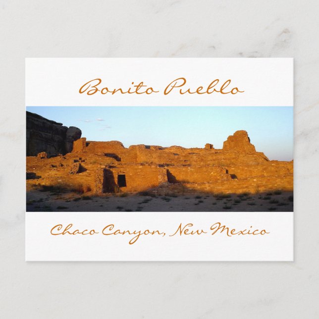 Bonito Pueblo Chaco Canyon bei Sunset Postkarte (Vorderseite)