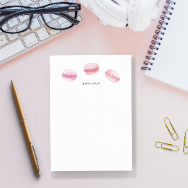 Bonjour | Aquarellfarbene Rosa Macarons Post-it Klebezettel