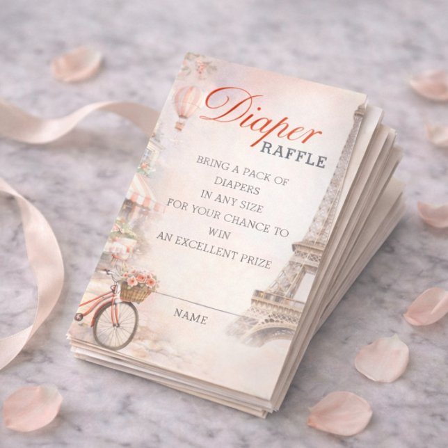 Bonjour Bébé Baby Shower Windel-Raffle-Einlage Begleitkarte (Von Creator hochgeladen)