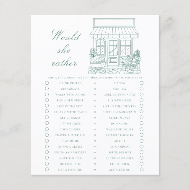 Bonjour Bebe Baby shower Would she rather (Vorderseite)