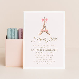 Bonjour Bebe Babyparty-Einladung Einladung
