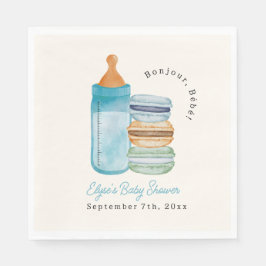 Bonjour Bébé Blue Macarons & Milk Boy Baby Shower Serviette