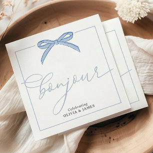 Bonjour Bébé Blue Paris Eiffel Tower Baby Dusche Serviette
