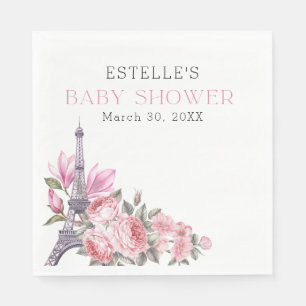 Bonjour Bebe   Blumenfranzösischer Babydusche Serviette