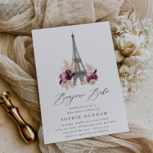 Bonjour Bébé Burgundy Floral Paris Baby Shower