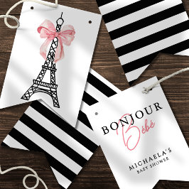 Bonjour Bébé Coquette Bow Paris Babydusche Wimpelkette