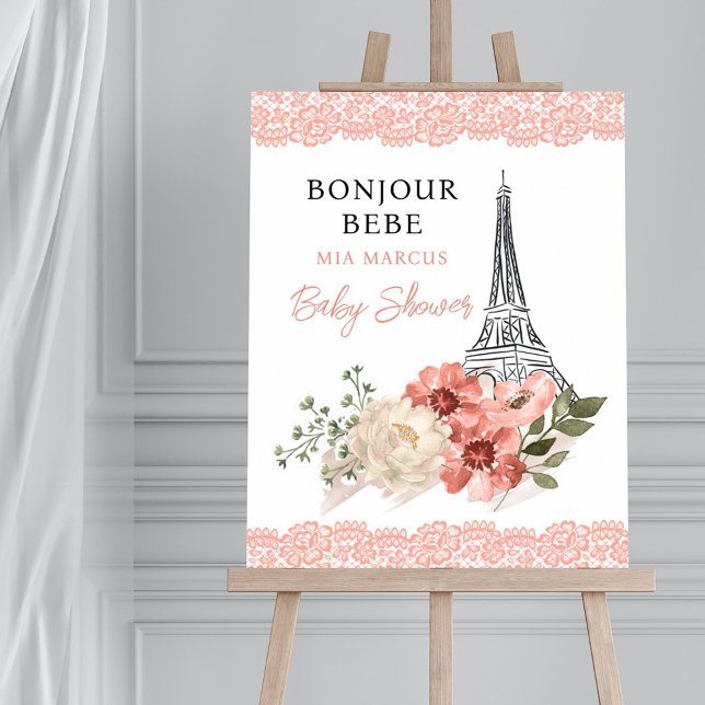 Bonjour Bebe Eiffel Tower Paris Baby Dusche Poster (Von Creator hochgeladen)