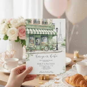 Bonjour Bebe Eiffelturm Französischer Chic Baby Sh Einladung
