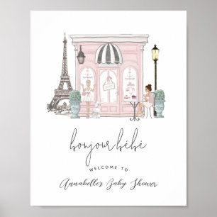 Bonjour Bébé Französisches Paris Café Baby Shower Poster