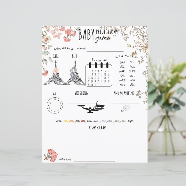 Bonjour Bebe French Baby Predictions wünscht Spiel (Stehend Vorderseite)