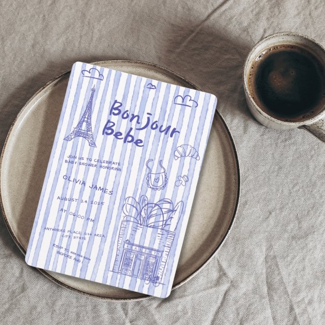 Bonjour Bebe French baby shower invitation Einladung (Von Creator hochgeladen)