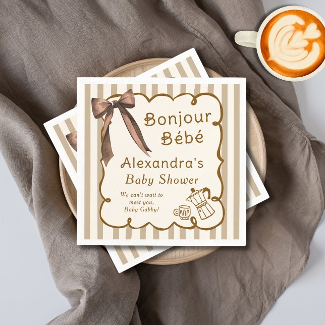 Bonjour Bebe French Coffee Shop Themed Baby Shower Serviette (Von Creator hochgeladen)