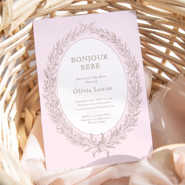 Bonjour Bebe French Patisserie Babydusche Pink Einladung (Von Creator hochgeladen)