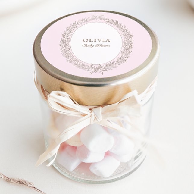 Bonjour Bebe French Patisserie Babydusche Pink Runder Aufkleber (Von Creator hochgeladen)