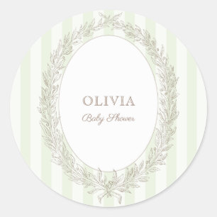 Bonjour Bebe French Patisserie Green Strip Runder Aufkleber