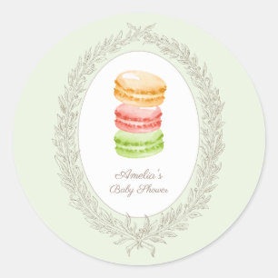 Bonjour Bebe French Patisserie Macaroons Green Runder Aufkleber