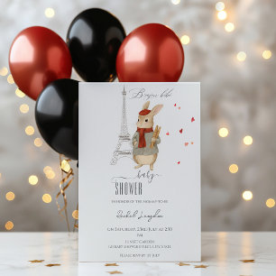 Bonjour Bebe French Rabbit Baby Dusche Einladung