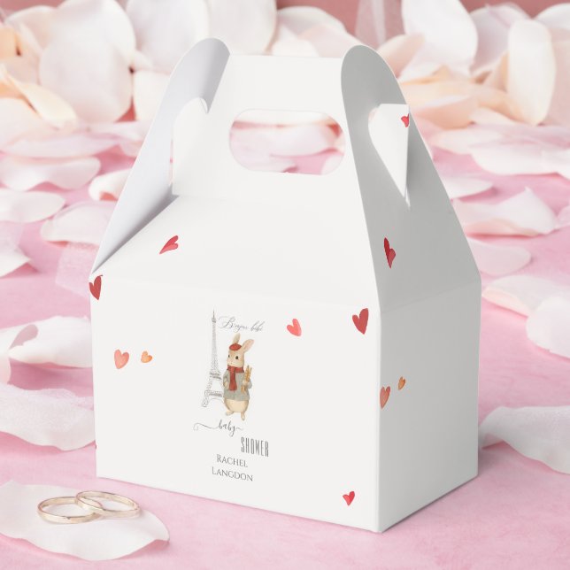 Bonjour Bebe French Rabbit Baby Dusche Geschenkschachtel (Hochzeit)