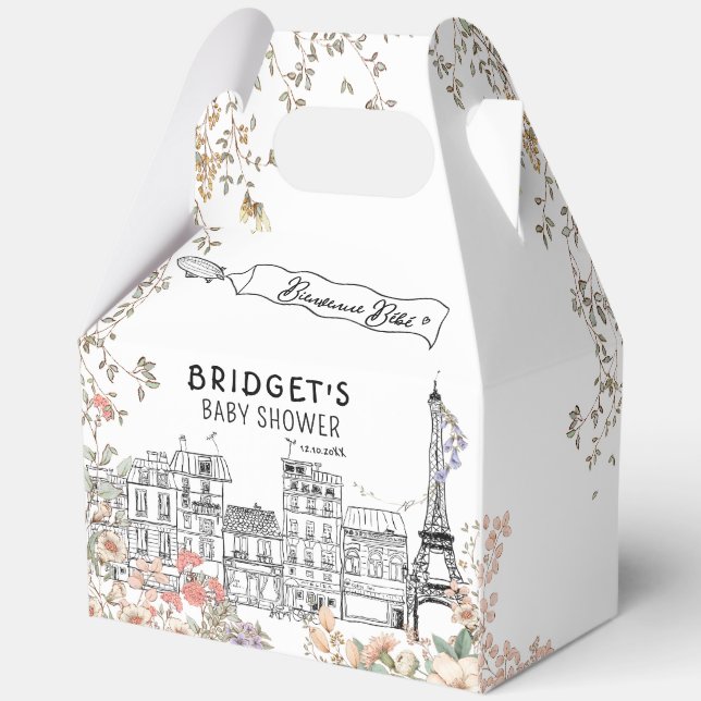 Bonjour Bebe Gender Neutral Baby Dusche Geschenkschachtel (Vorderseite)