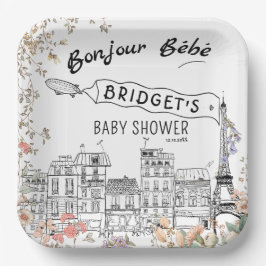 Bonjour Bebe Gender Neutral Baby Dusche Pappteller