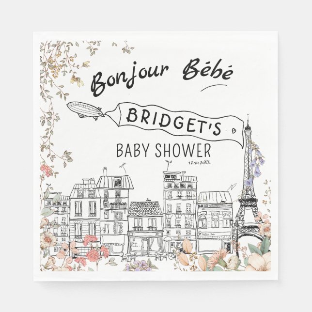 Bonjour Bebe Gender Neutral Baby Dusche Serviette (Vorderseite)
