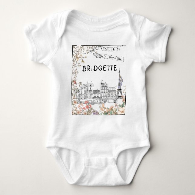 Bonjour Bebe Gender Neutral Baby Shower Geschenk Baby Strampler (Vorderseite)