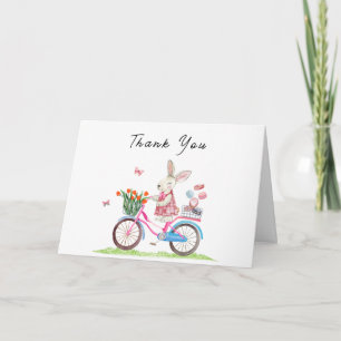 Bonjour Bébé Kaninchen Fahrrad Macarons Baby Showe Dankeskarte