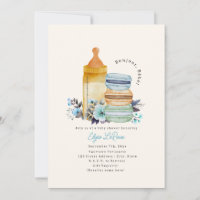 Bonjour Bébé Macarons Milch Florales Blau Baby Sho