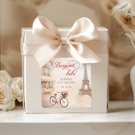 Bonjour Bébé Paris Baby Shower Quadratischer Aufkleber