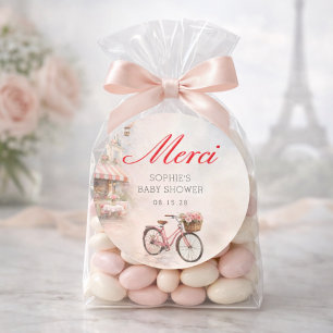 Bonjour Bébé Paris Baby Shower Runder Aufkleber