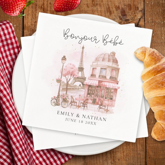 Bonjour Bébé Paris Café Baby Dusche Serviette (Von Creator hochgeladen)