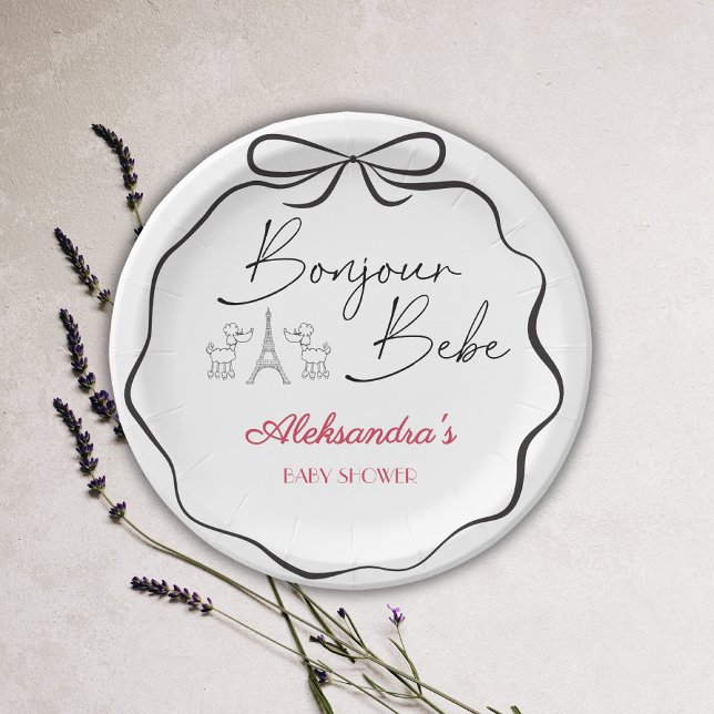 Bonjour Bebe Paris Französisch Babydusche Black Pi Pappteller (Von Creator hochgeladen)