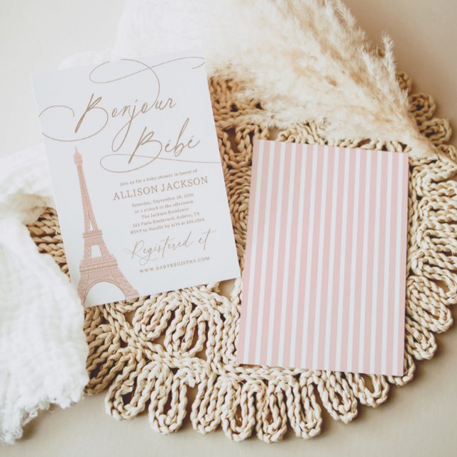 Bonjour Bebe Paris French Baby Dusche Einladung (Von Creator hochgeladen)