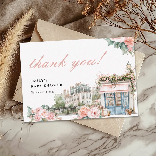 Bonjour Bébé Paris French Baby Shower Dankeskarte (Von Creator hochgeladen)