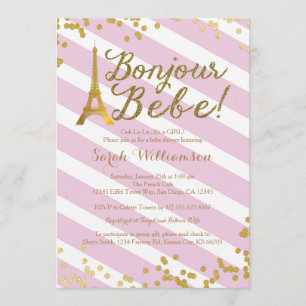 Bonjour Bebe Paris Girl Baby Dusche Einladung 2