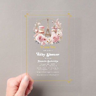 Bonjour Bébé Parisian Chic Baby Shower Acryleinladungen