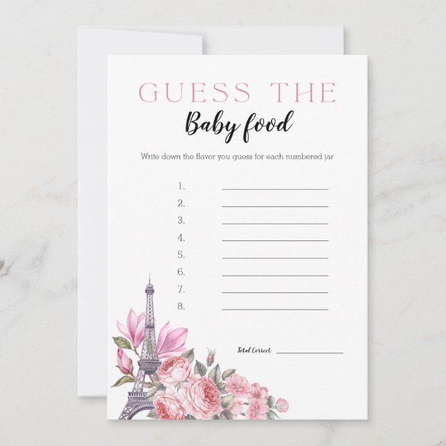 Bonjour Bebe | Raten Sie mal die Baby Food Game Ca Einladung (Vorderseite)