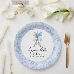 Bonjour Bebe Romantic Blue French Toile Pappteller