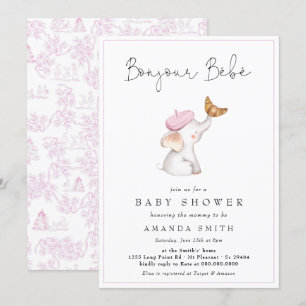 Bonjour Bebe Romantic French Girl Baby Shower Einladung
