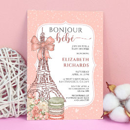 Bonjour Bebe Romantic French Girl Baby Shower Einladung