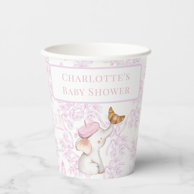 Bonjour Bebe Romantic French Girl Baby Shower Pappbecher (Vorderseite)