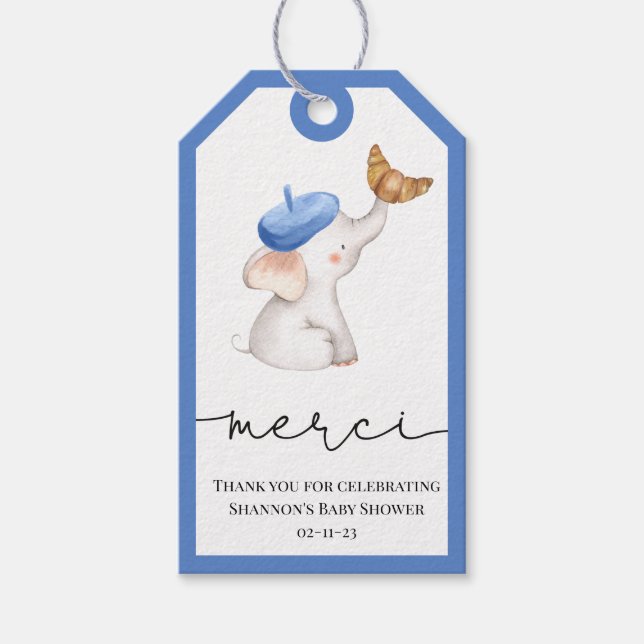 Bonjour Bebe Romantic French Girl Baby Showgif Geschenkanhänger (Vorderseite)