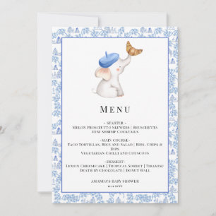 Bonjour Bebe Romantic French Girl Baby Showmenu Einladung